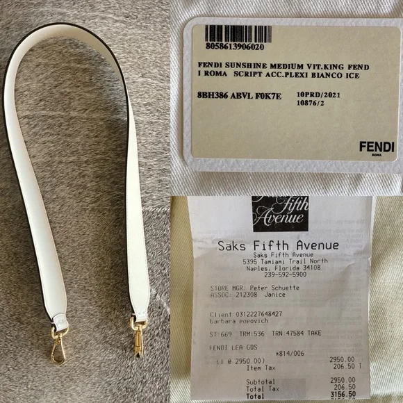 FENDI Sunshine Medium White Leather Shopper - Picture 13 of 16